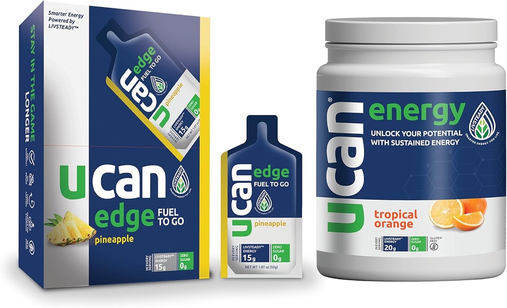UCAN Ananas Edge Energy Gel & Orange Energy Powder - Toll für Laufen, Training, Fitness, Radfahren, Crossfit & More | Sugar-Free, Vegan, & Keto Friendly Energy Supplement