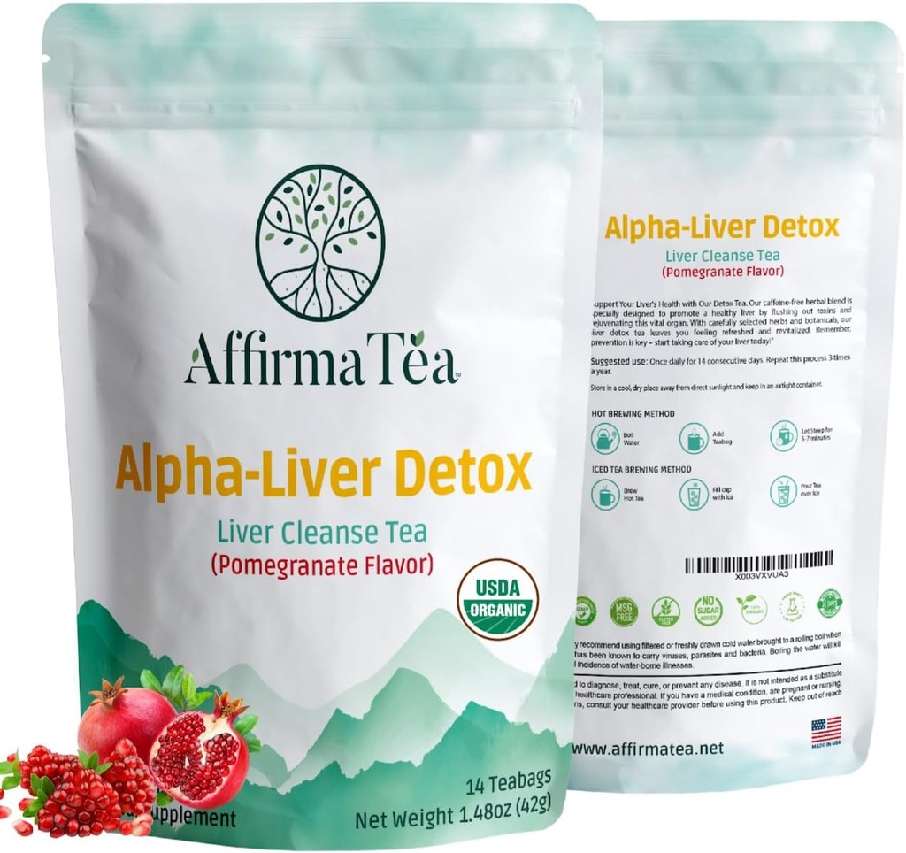 Organic 14-Day Detox: Unterstützt Leber- und Nierengesundheit mit Potent Silymarin aus Milk Thistle Seed, Dandelion & Burdock. Natürliche Granatapfel Flavor.