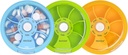 INVODA Wöchentliche Pille Organizer 7 Kompartment rotierende Pille Box für tägliche Medikamente & Vitamine - Tragbare Reise Pille Fall Fischöl ergänzt Vitamine Organizer (Green+Sky Blue+Orange)
