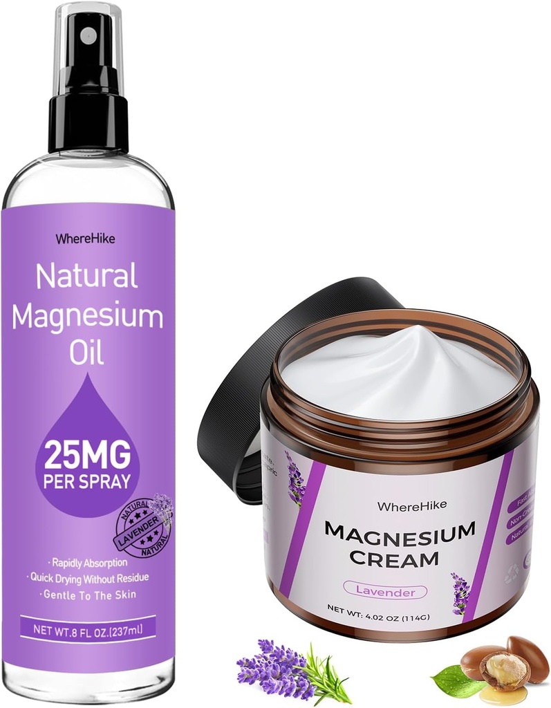 Topical Magnesium Lotion&Spray für Leg Cramps und Schlaf,Nighttime Magnesium Cream for Pain,Muscle Relaxation,Calm,Deep Hydration for Body & Skin Care - Natürlich und sicher für Kinder