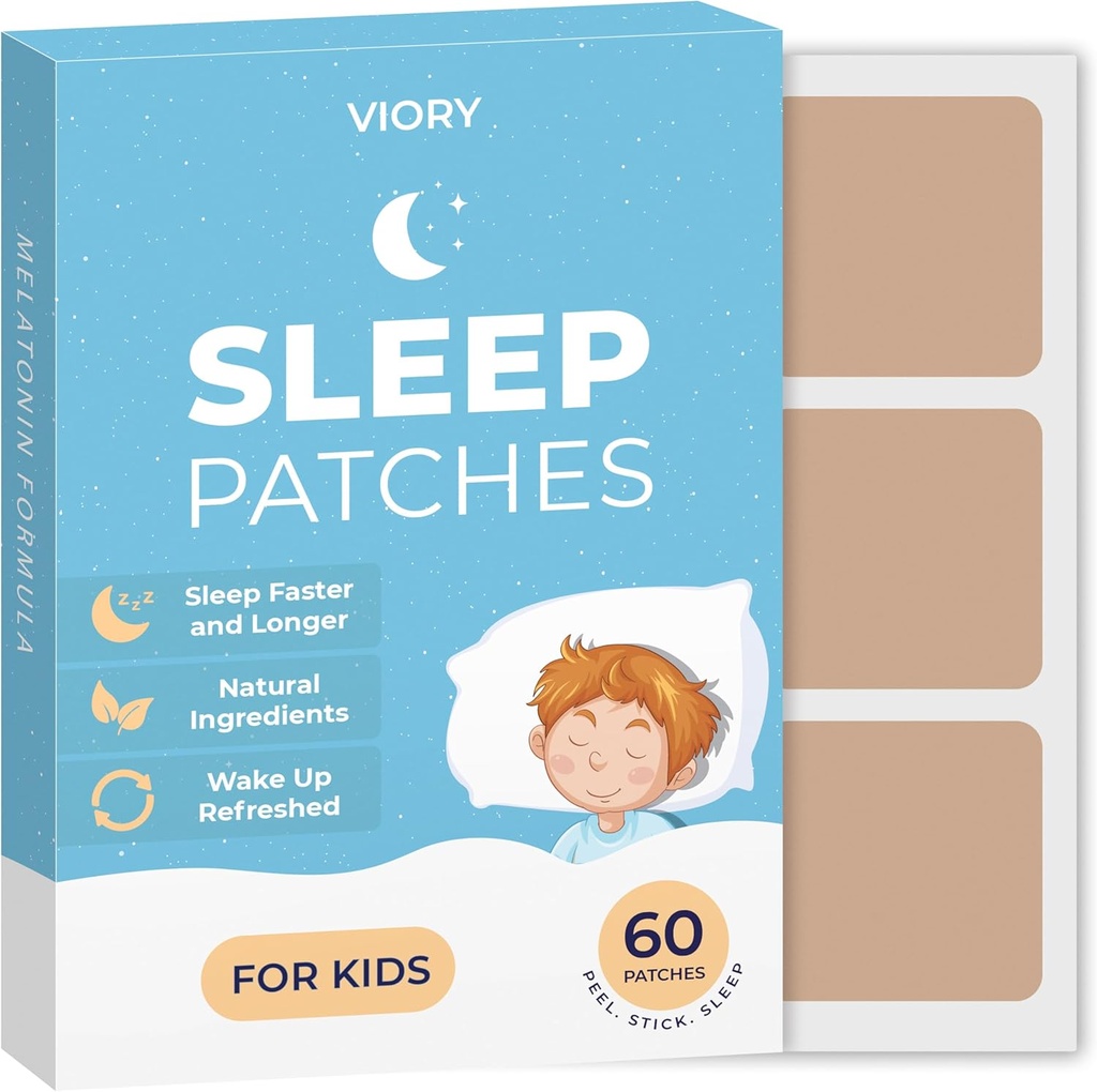 VIORY 60 Schlafaufnäher für Kinder Extrastärke - Fast Acting, 100% natürliche Inhaltsstoffe, Hautfreundlich &amp; einfach Schlafaufkleber für Jungen anzubringen