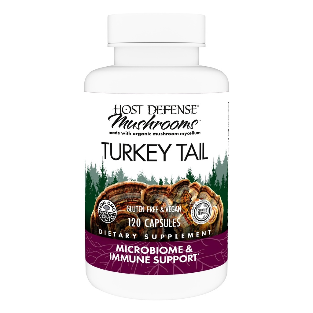 Host Defense Turkey Tail Capsules - Verdauungshilfe für Gesundheit und Immunreaktion - Pilzergänzung für Gastrointestinal & Gut Microbiome Unterstützung - 120 Kapseln (60 Portionen)*