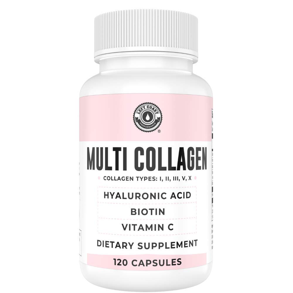Kollagenkapseln mit Biotin, Hyaluronsäure, Vitamin C, hydrolysierte Multi-Kollagen-Peptidkapseln Typ I, II, III, V, X für Haut, Haar, Nägel und Joint Health Supplement* 120 Zähler