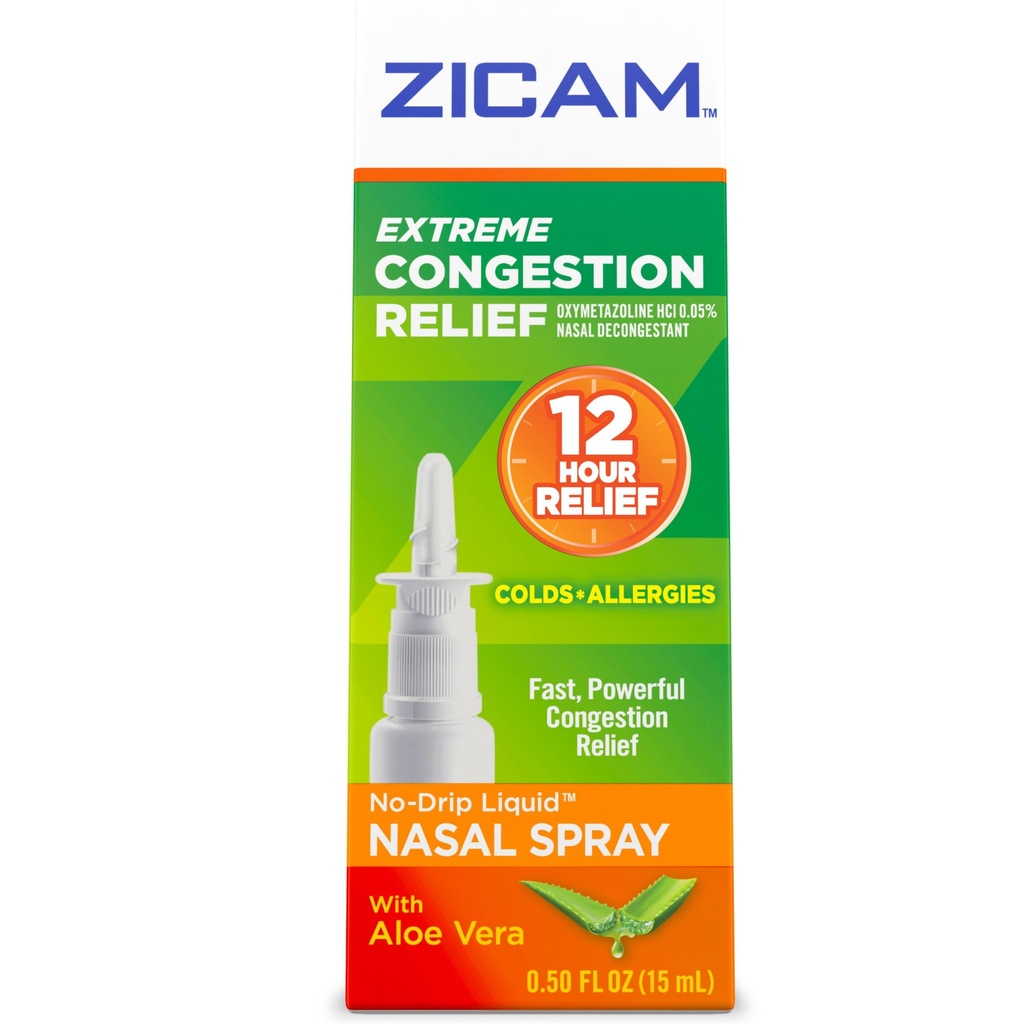 Zicam Extreme Congestion Relief No-Drip Liquid Nasal Spray mit beruhigendem Aloe Vera, 0.5 Ounce
