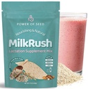 Milkrush Lactation Support für Stillen - Oats Seeds & Mandel Lactation Drink Mix - Milch Booster für Stillen Superfood Mix mit Omega 3, Eisen & Calcium - Kosher Zertifiziert - 12oz Tasche