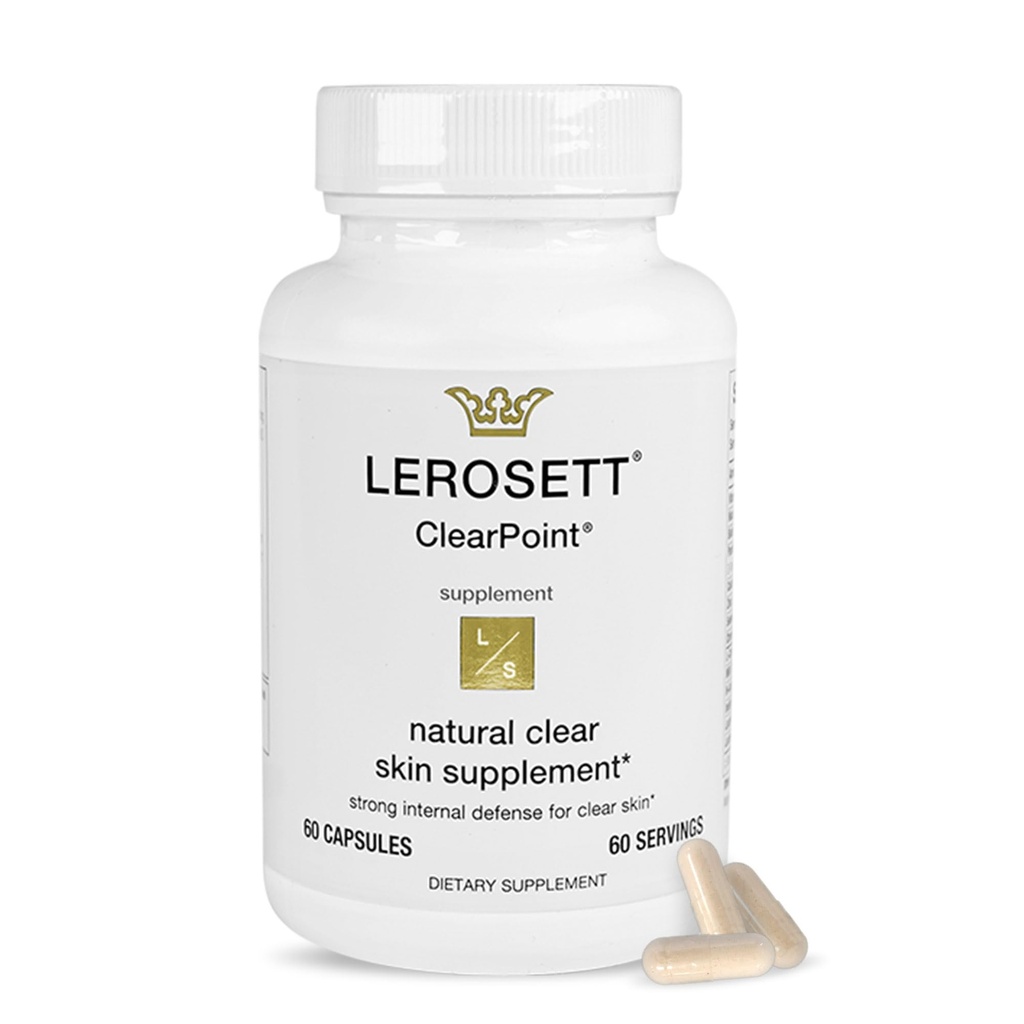 LEROSETT ClearPoint Anti Akne Pillen, Natürliche Ergänzungen für Hormon- & Zystische Akne Behandlung für ölige Haut & Breakouts. 60 Caps