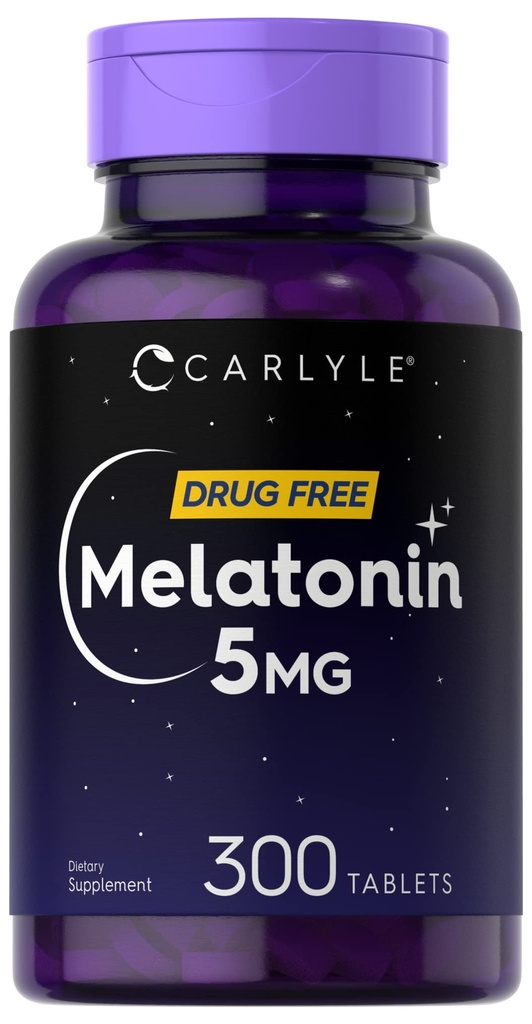 Carlyle Melatonin 5mg | 300 Tabletten | Drug Free Supplement | Vegetarisch, Nicht-GVO, Glutenfrei