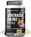 Grenade Gains Whey Isolate Powder mit Kreatin, L-Carnitin & Beta-Alanin - Third-Party Tested, Gluten-Free, No Artificial Sweeteners - USA Made, Vanilla, 24 Servings