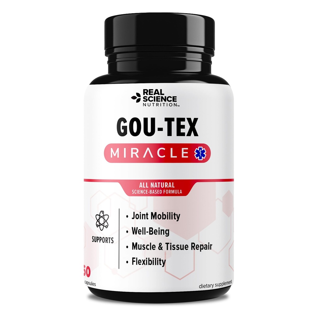 Real Science Gou-Tex – All Natural Gout Supplements & Uric Acid Support for Mobility and Flexibility – Includes Vinitrox & GABA for Circulation and Joint Support, Made in USA – 60 Capsules