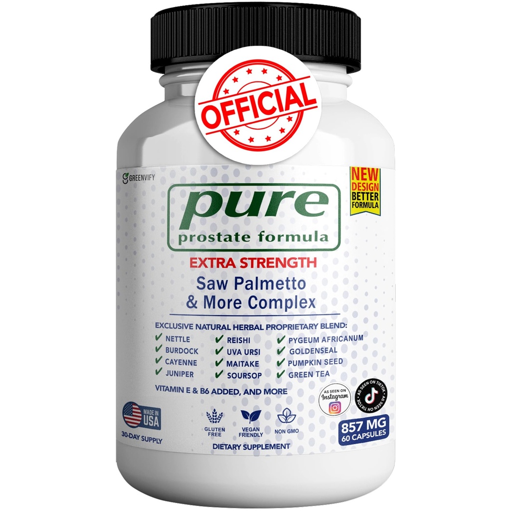 Pure Prostata Formel Saw Palmetto & More Complex 857 mg Prostata Ergänzungen für Männer Kapseln, Gesundheit Ergänzungen - Maximale Stärke, Alle Natürliche Unterstützung Normale & Gesunde Funktion (1)