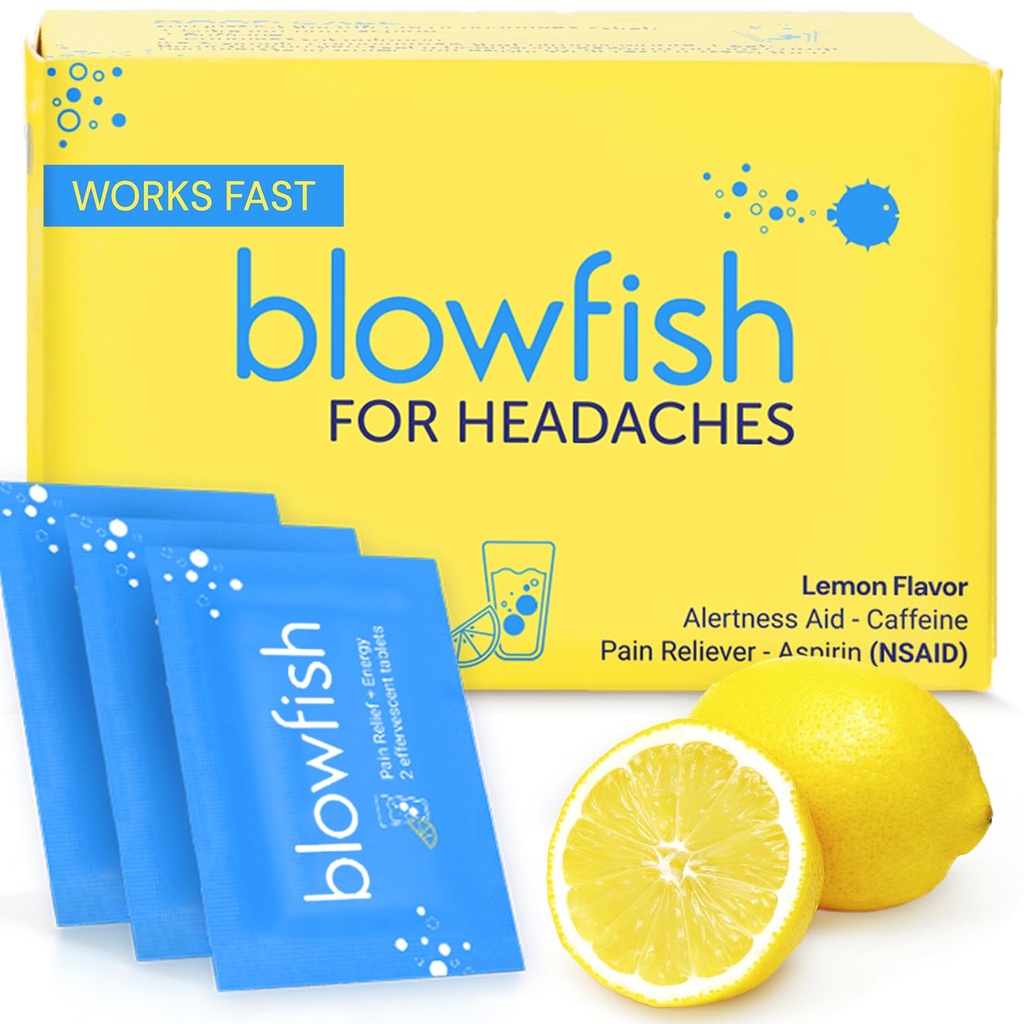 Blowfish für Kopfschmerzen | Neue maximale Stärke Effervescent Formel Treats Kopfschmerzen schnell (1 Packung)
