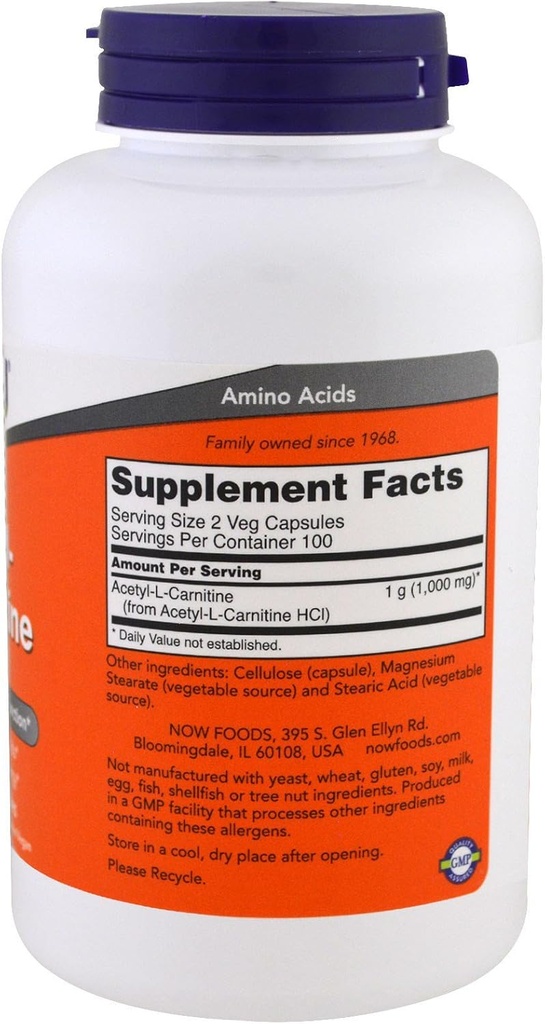 JETZT Lebensmittel Acetyl L-Carnitin 500mg - 200 ct (Pack von 2)