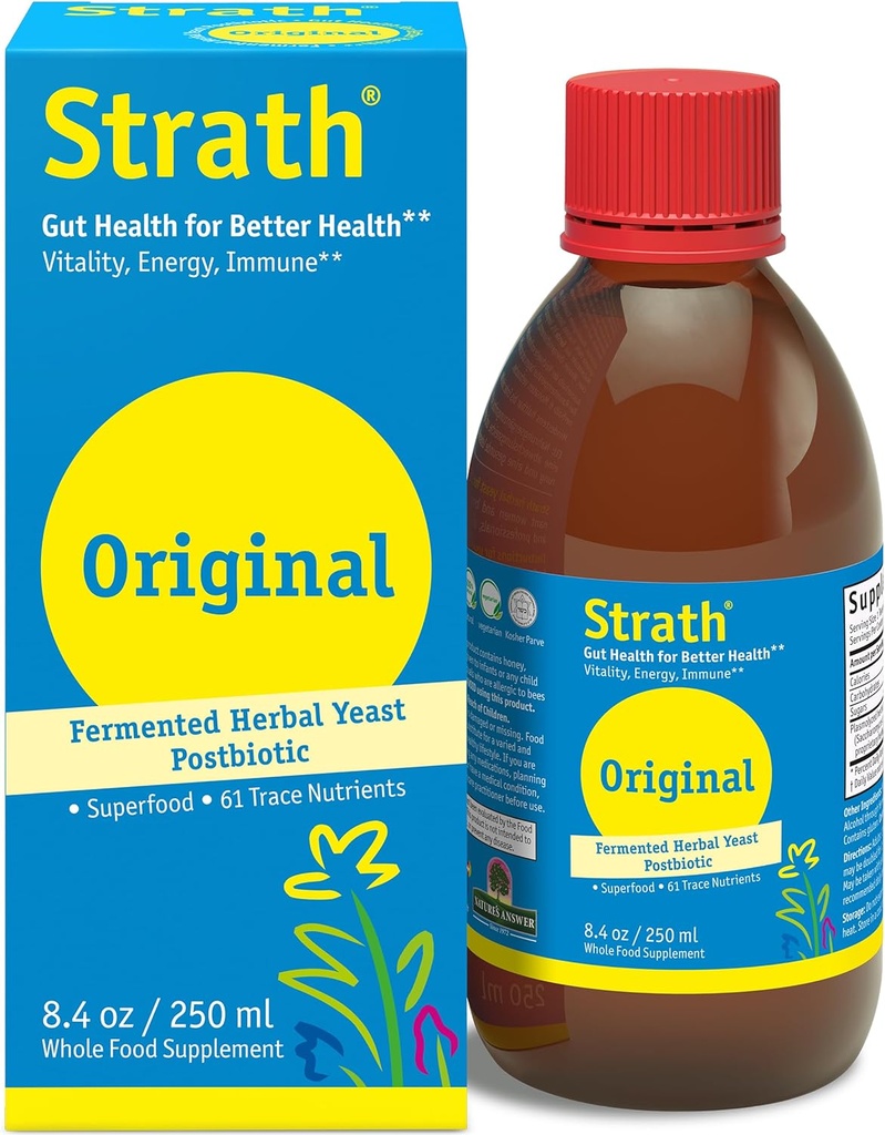 Strath Nutritional Yeast Liquid Syrup 8.4 Oz - Vegetarisch, Lactosefrei, Künstlicher Zusatzstoff frei - Verdauungsunterstützung, Nährstoffaufnahme - Unflavored Daily Supplement - Präbiotisch und postbiotisch