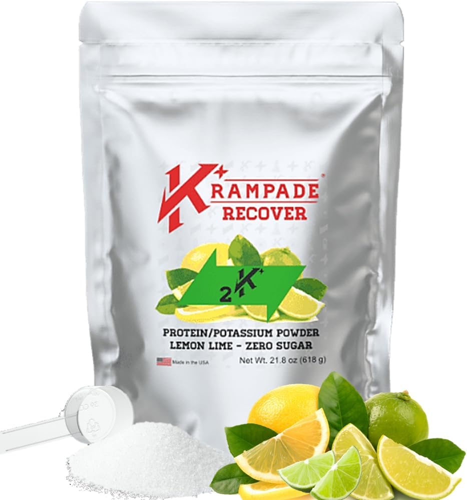 Krampade Whey Protein Elektrolyte Pulver | 30g Protein & 7g BCAA + 2.000mg Kalium Supplement + Magnesium | >2X Mehr K+ als Kokoswasser