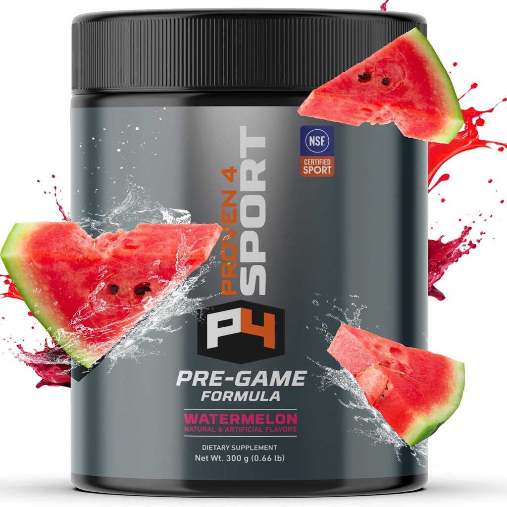 Proven4 Pre Workout Pulver für Männer und Frauen mit Kreatin - Beta Alanine - Koffein NSF Zertifizierte Preworkout Energy Supplement Wassermelon 30 Servietten