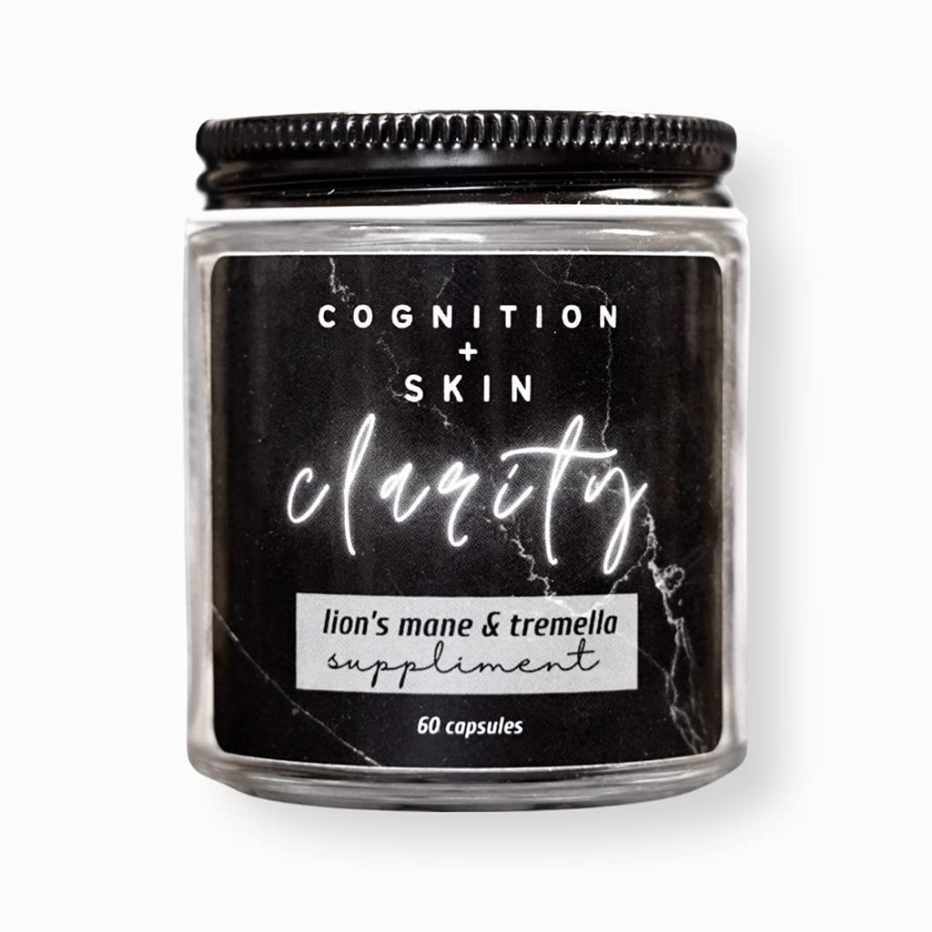 Lion's Mane & Tremella Mushroom Herren Hautpflege-Ergänzung: Kognition + Haut CLARITY - Heilen Sie Ihre Haut von OHNE! (Vegan)