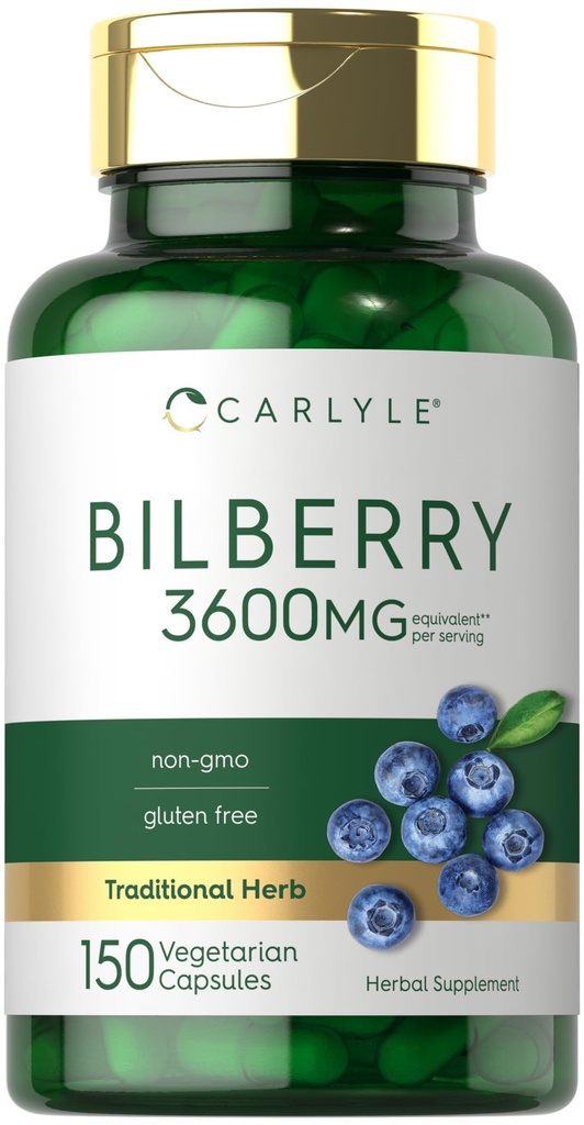 Carlyle Bilberry Extrakt Kapseln | 3600mg | 150 Count | Vegetarisch, Non-GMO, Glutenfreie Frucht Ergänzung