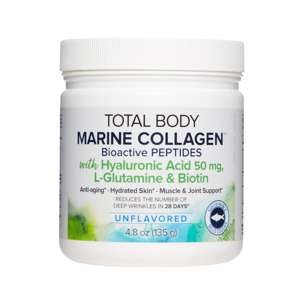 Natürliche Faktoren Gesamtkörper Marine Kollagen, Bioaktive Peptide Pulver für gesunde Haut, Haar & Gelenke, Unflavored, 4.8 Oz