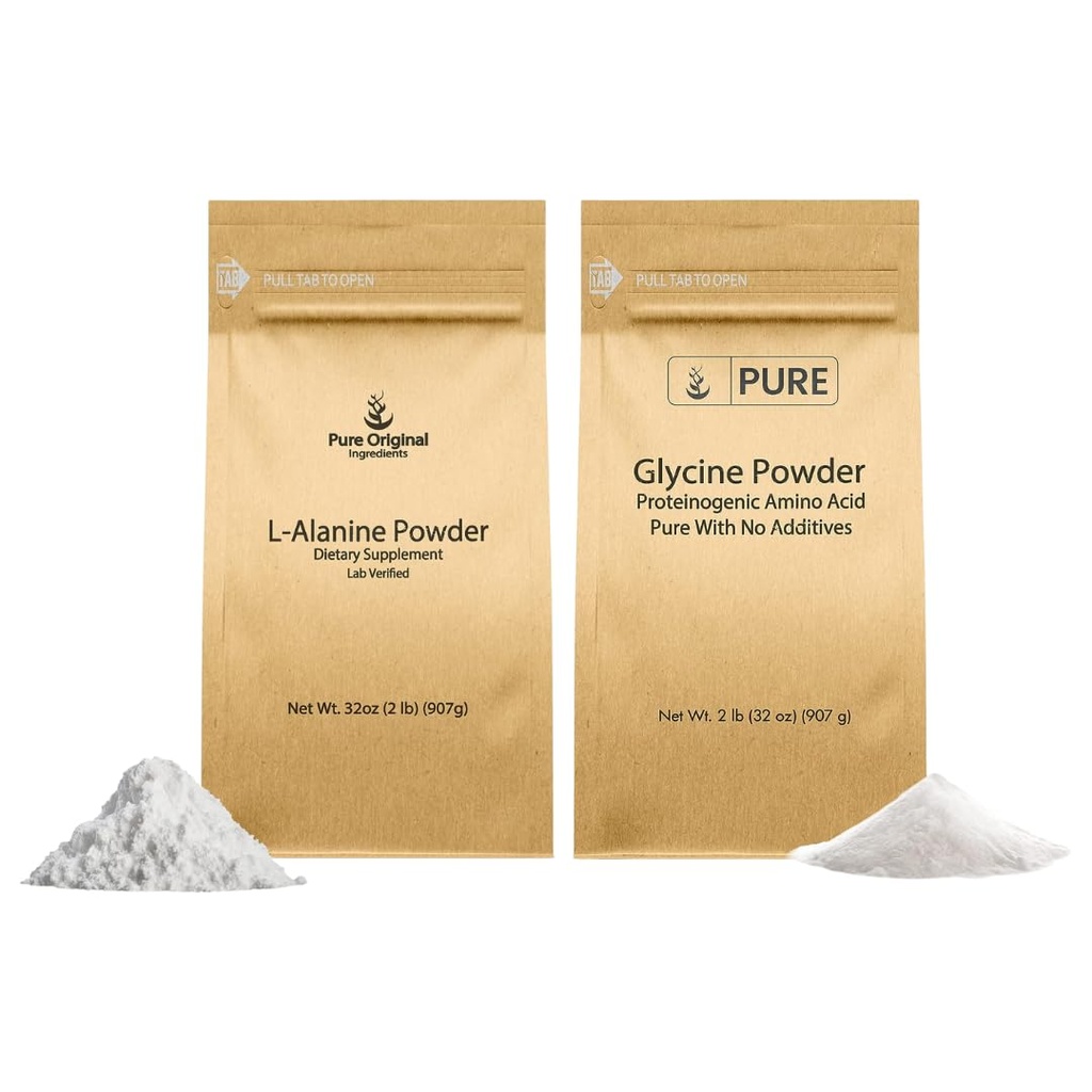PURE ORIGINAL INGREDIENTS L-Alanin & Glycin Pulver Bundle (2 lb pro), Ergänzungspulver, Rein & Unverdünnt