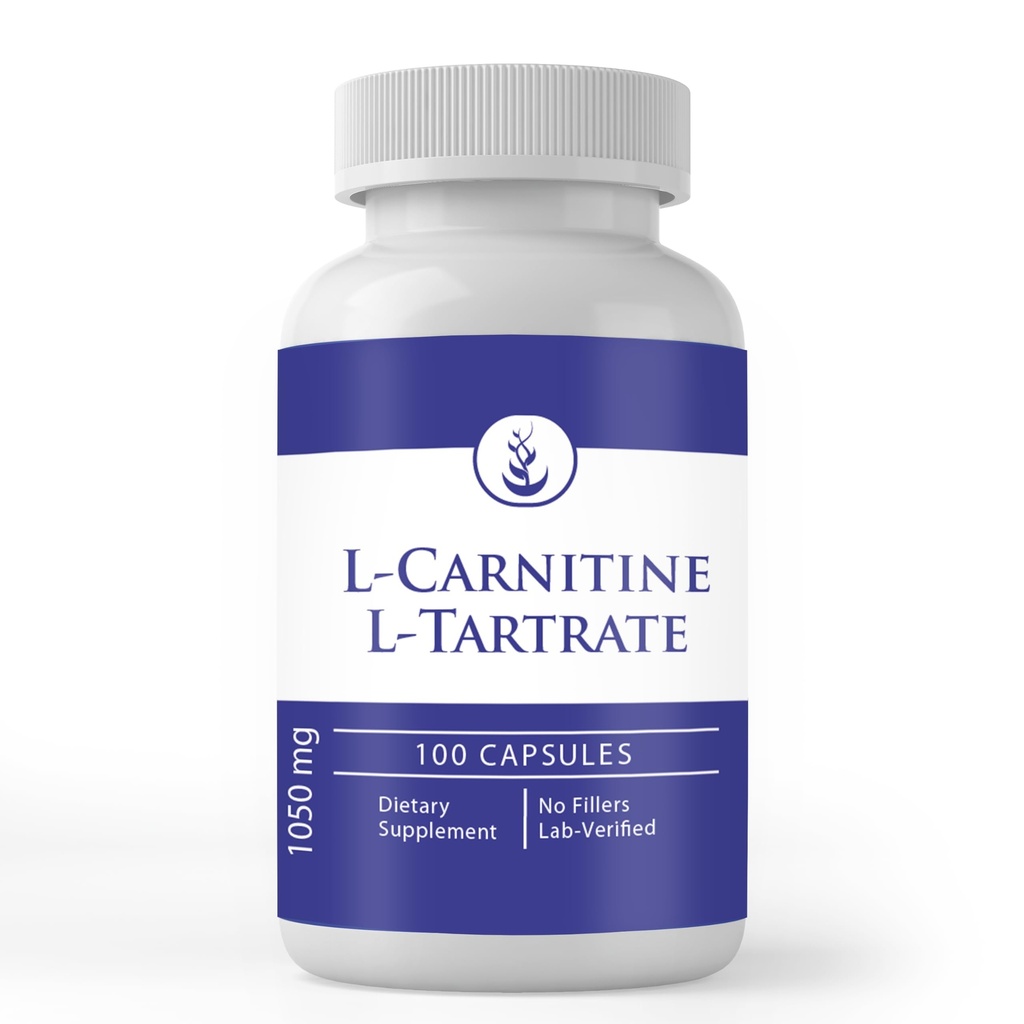 Pure Original Zutaten L-Carnitin L-Tartrate (100 Kapseln) Immer rein, keine Additive oder Füllstoffe, Lab Verifiziert
