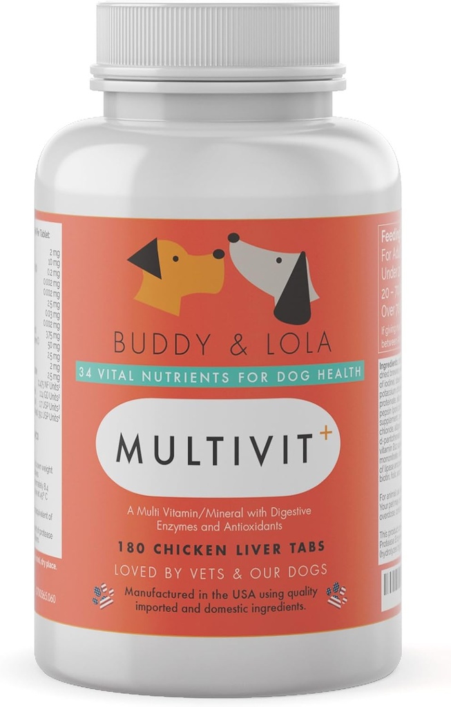 Multivitamin für Hunde Advanced Daily Supplements zur Verbesserung der Hundegesundheit Multivitamine, Nährstoffe, Kalzium, Verdauungsenzyme und Antioxidantien 180 Huhn Leber Geschmack Kautabletten