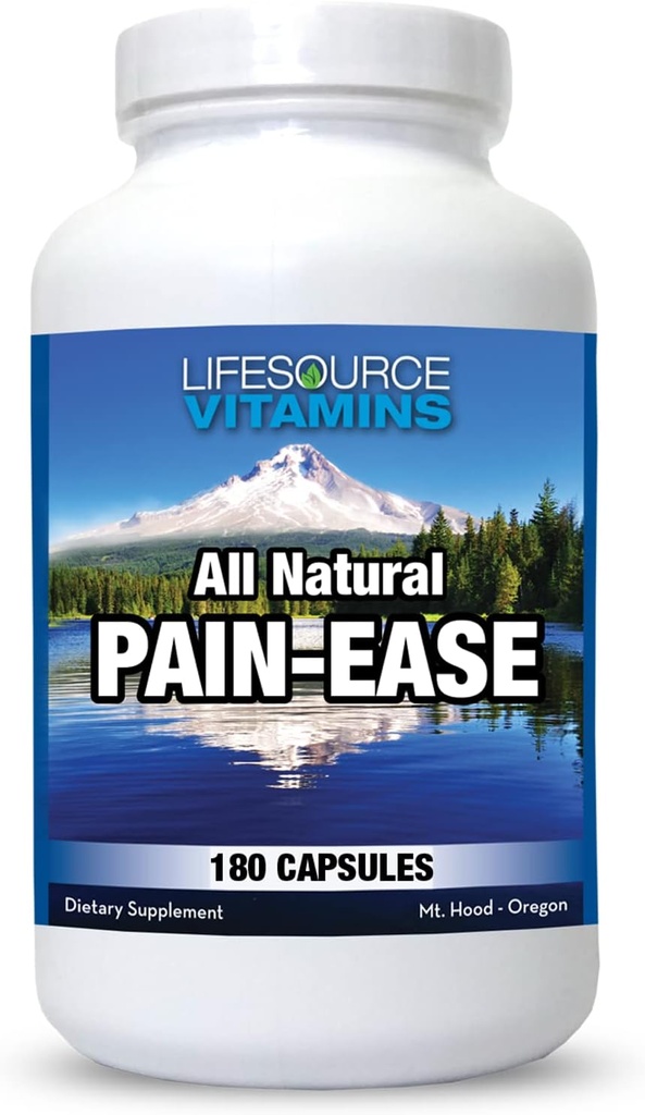 LifeSource Vitamine All Natural Pain Ease – 20 synergistische Kräuter und Enzyme, die natürlich und sicher unterstützen: Kopfschmerzen & Migraines - Knie – Schultern – Gelenke – Beinschmerzen – Spannung
