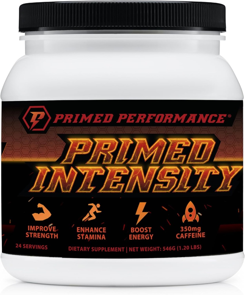 Primed Intensity Pre-Workout Supplement - All Natural - Beta-Alanine, Koffein, Kreatin, Citrulline, NO Booster (24 Servierungen) (Raspberry Lemonade)