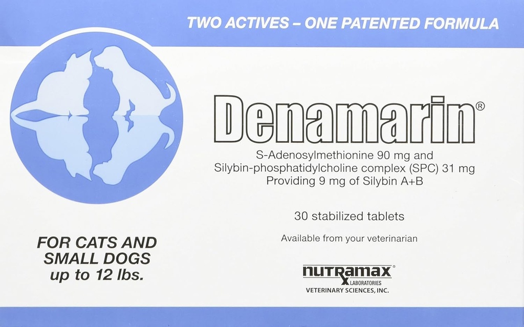 Nutramax Laboratories Denamarin Liver Health Supplement für kleine Hunde und Katzen - Mit S-Adenosylmethionin (SAMe) und Silybin, 30 Tabletten