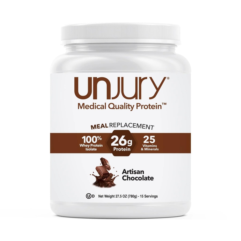 Unjury Meal Replacement Powder | Chocolate | 26g Protein | 25 Vitamine und Mineralien | 100% Whey Isolate Protein Pulver | Low Carb und Zucker | 15 Servierungen