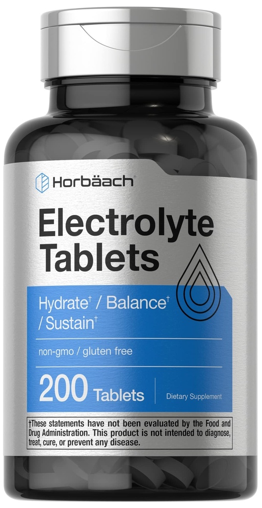 Horbäach Elektrolyt Tablets | 200 Count | Vegetarisch | Keto-Friendly | Non-GMO und Glutenfreie Hydration Ergänzung