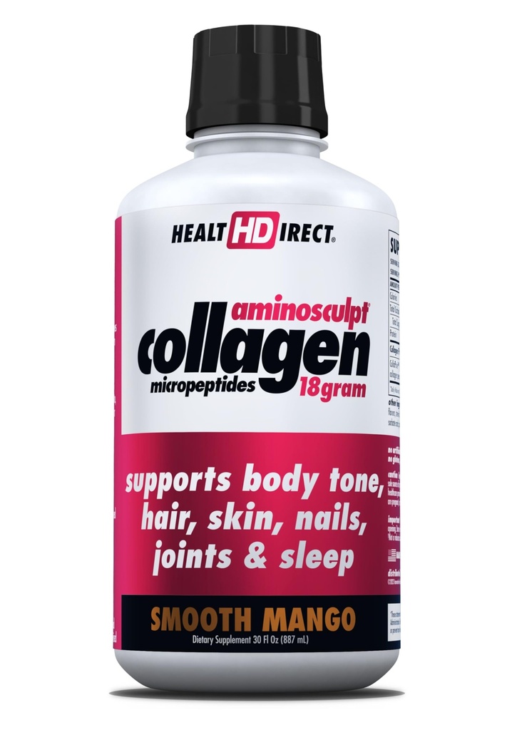 HEALTH DIRECT AminoSculpt Sugar-Free Collagen Supplement - High Potency Medical-Grade Protein für Haar, Haut, Nails & Joints, Grass-Fed, Non-GMO, Liquid Collagen - Glatte Mango - 30 Fl Oz