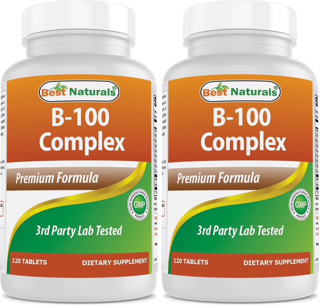 Best Naturals B 100 Complex 120 Tabletten (B Complex Vitamins) (120 Count (Pack von 2))