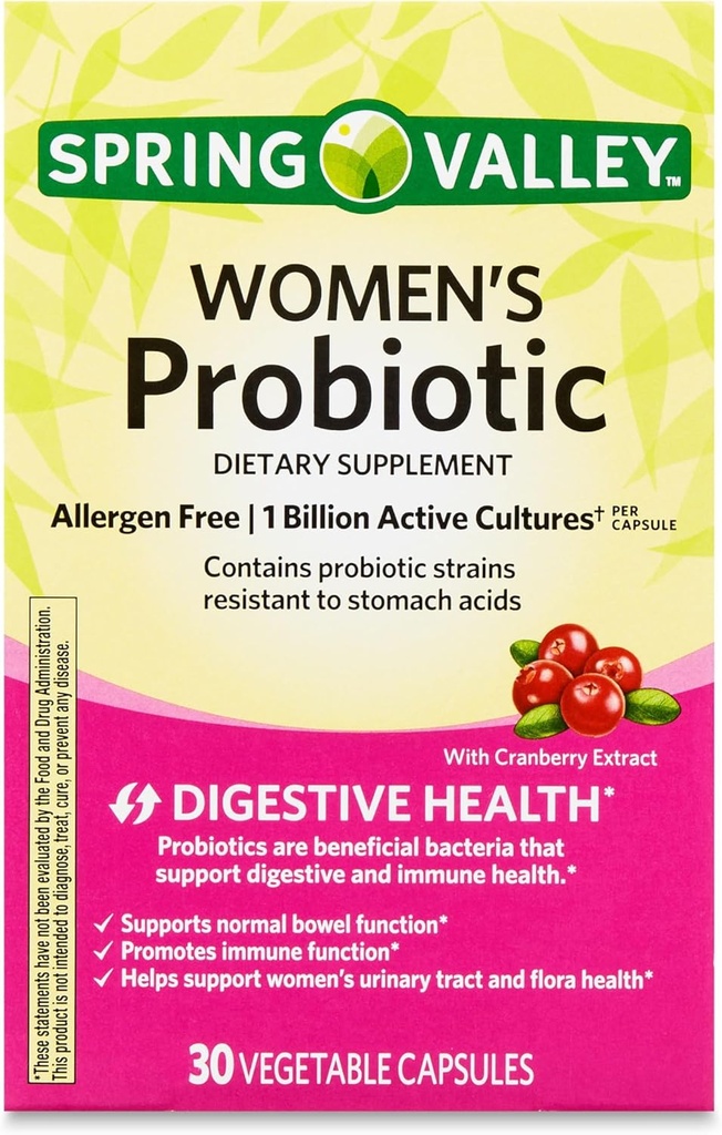 Frauen probiotische Ergänzung mit Prebiotic Inulin & Cranberry – Verdauungs-, Urinary- & Immune Health Support, 1 Billion Active Cultures, 8 Strains, 30 Count Capsules – Gut Health Probiotics for Women