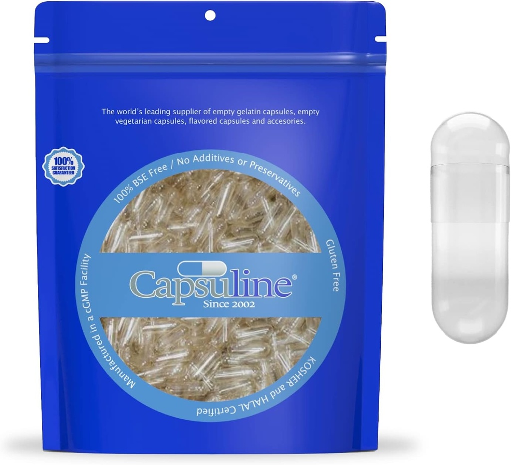 Capsuline Farbige Größe 4 Leere Vegan Kapseln - 5000 Zähler - Leere Veggie Pillen Kapseln - DIY Gemüse Kapsel Füllung - Leere Kappen - Kosher und Halal zertifiziert - Nicht-GMO zertifiziert (Weiß)