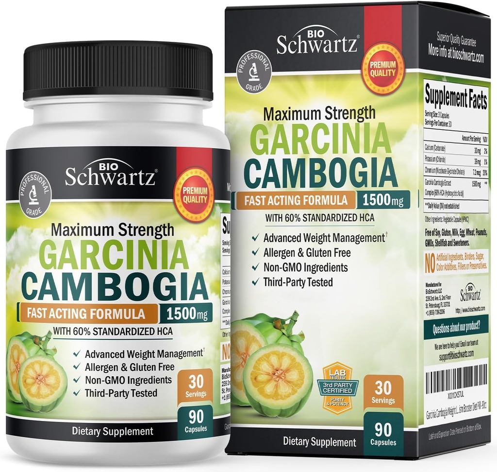 Garcinia Cambogia Weight Loss Pillen - 1500mg HCA Pure Extract - Fast Acting Appetite Suppressant - Fat Burner für Frauen und Männer zu helfen Lose Weight - Carb Blocker Metabolism Diät Pille - 90 Kapseln