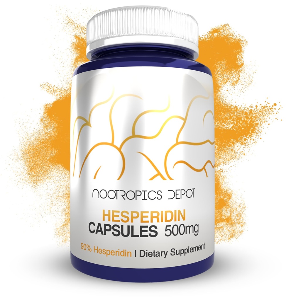 Nootropics Depot Hesperidin Kapseln | 500mg | 60 Count | 90% Citrus Extract | Unterstützt metabolische Funktion + Herz-Kreislauf-Gesundheit