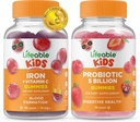 Lifeable Iron & Vitamin C Kids + Probiotics 5 Billion Kids, Gummis Bundle - Große Verkostung, Vitamin Supplement, Glutenfrei, GMO frei, Kaugummi