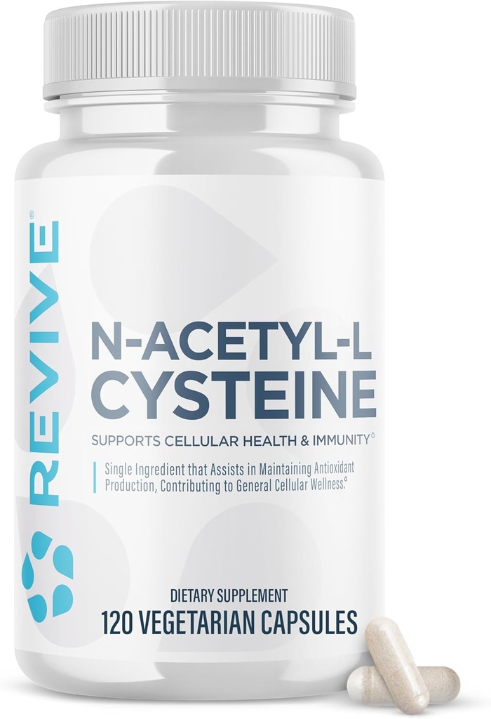 Revive MD NAC Supplement für Männer und Frauen - N-Acetyl Cystein unterstützt Atmungsaktivität, Herz-Kreislauf- und Zellgesundheit - Antioxidans & Immununterstützung (120 Kapseln, 60 Portionen)