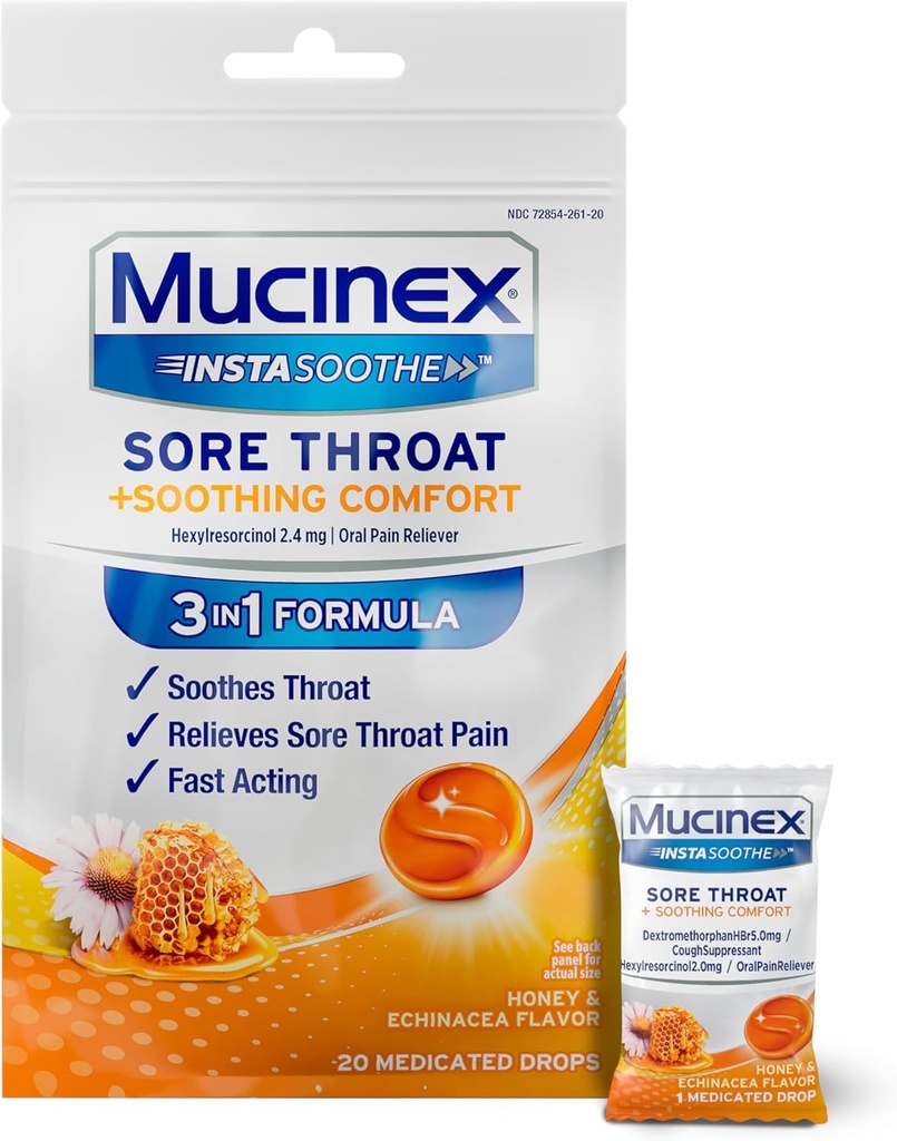 InstaSoothe Tropfen Manuka Honig und Echinacea Sore Throat Tag 20 Count