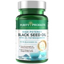 Reinheit Produkte High Potency Black Seed Oil - Double Strength + Cold Pressed - 3% Thymochinon - 500 mg Black Cumin Seed Oil - Omega 6 + 9 Essential Fatty Acids - einfach zu schlucken - 30 Mini Softgels