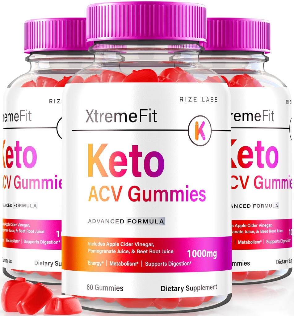 rize labs (Pack von 3 Xtreme Fit Keto ACV Gummis für erweiterte Gewichtsverlust, mit Apple Cider Essig Ergänzung Belly Fat Extra Strength (180 Gummis)