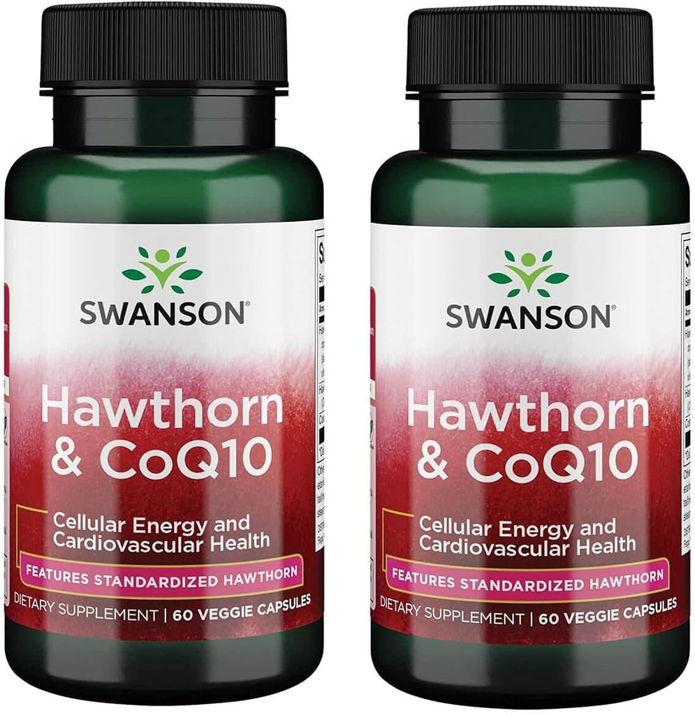 Swanson Hawthorn & Coq10 60 Veg Kapseln (2 Packung)