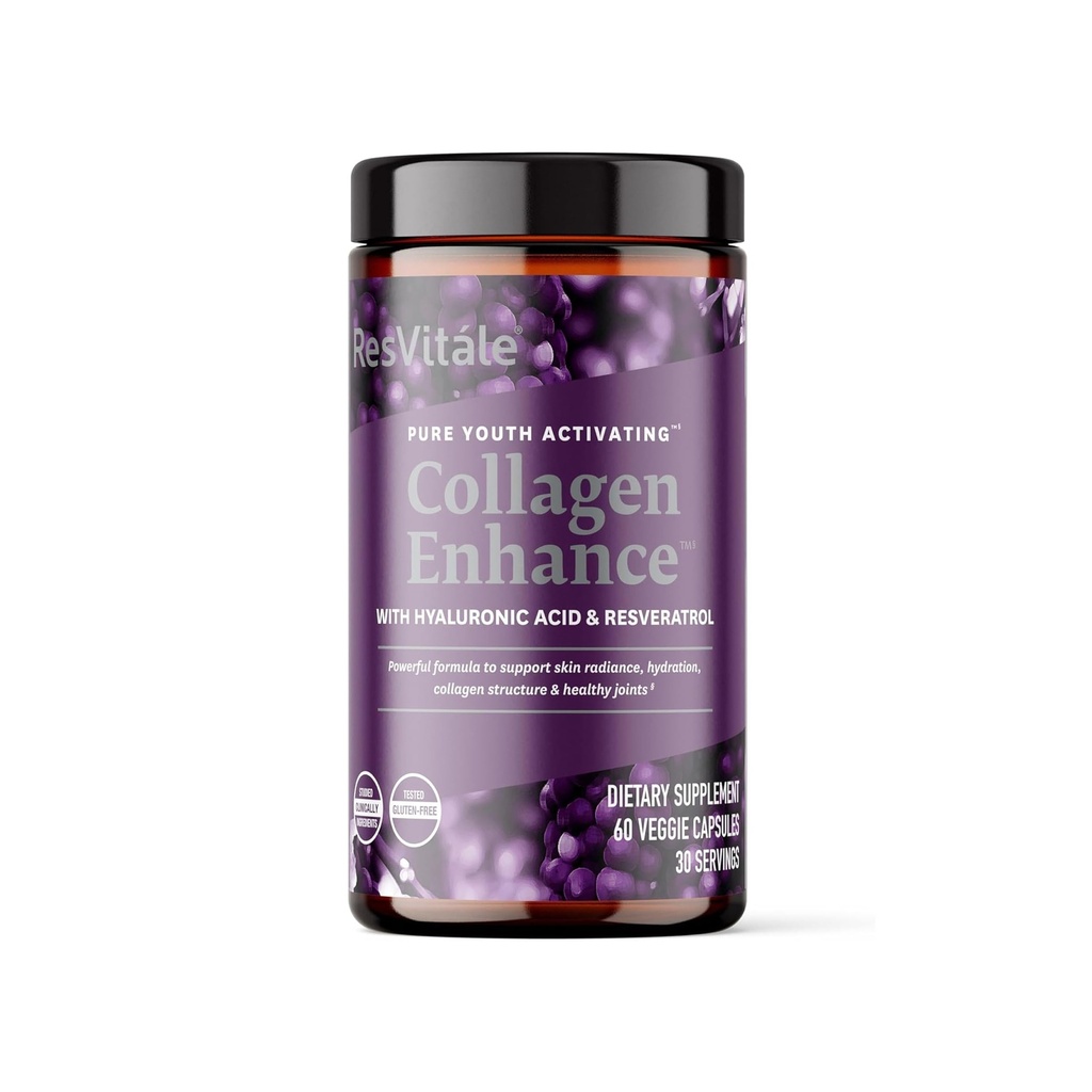 ResVitále Collagen Enhance - Beauty Supplement mit Hyaluronsäure & Resveratrol - 60 Kapseln