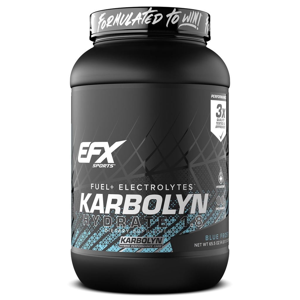 EFX Sport Karbolyn Hydrate | Kohlenhydrat Pulver + Elektrolyte | Zucker Kostenloses Sportgetränk Mix | Kraftstoff & Hydration | Stimulant Free | 66 Servierungen (Blauer Frost)