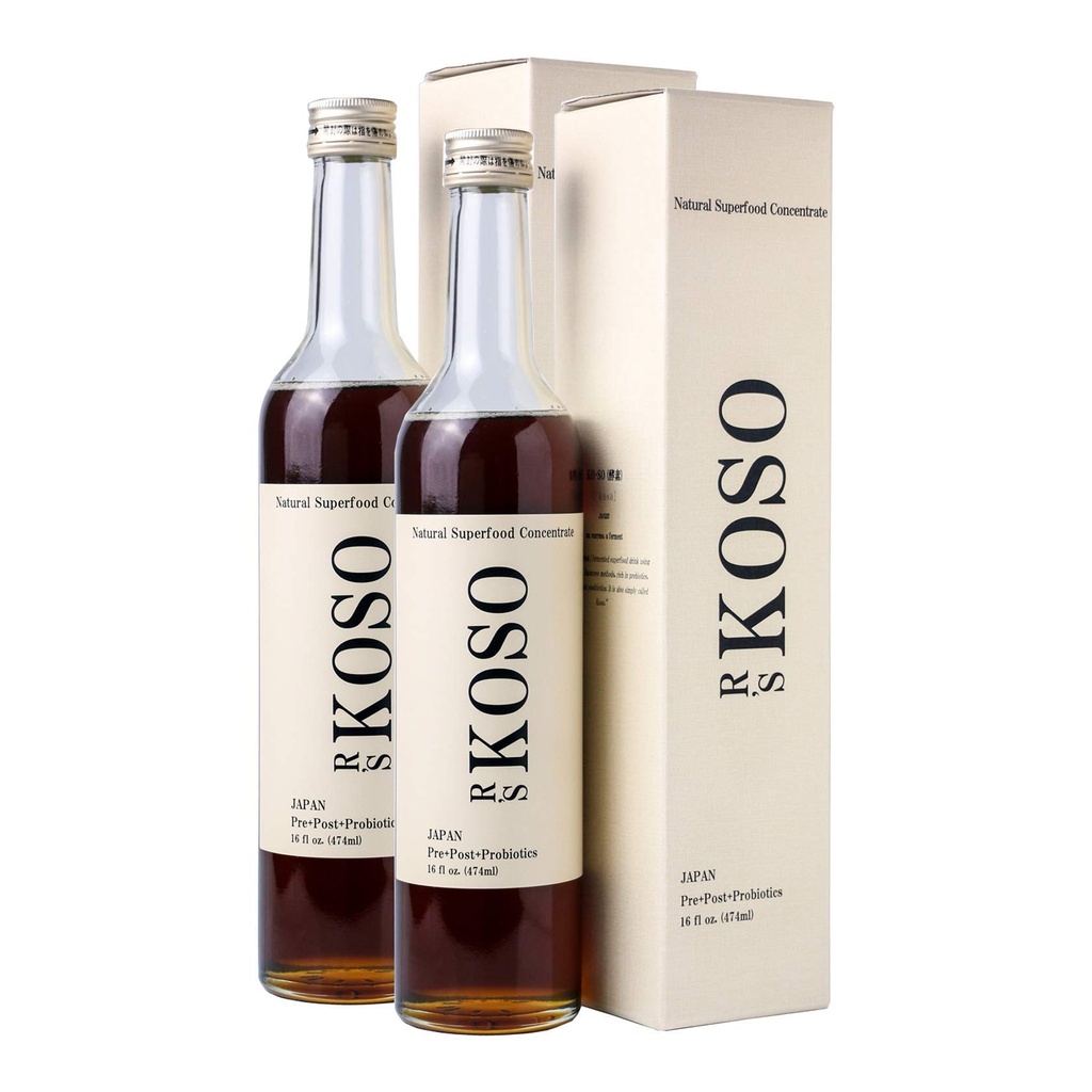 R's KOSO 5-Day Cleanse Japanese Enzyme Drink Rich in Probiotics und Prebiotic, Hergestellt aus 100+ Gemüse? Früchte - Natürliche Unterstützung für bessere Verdauung & Gut Gesundheit + Detox + Sauberkeit - 16oz × 2
