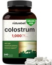 NatureBell Bovine Colostrum Supplement 1000mg pro Servierung, 240 Kapseln | 40% IgG Colostrum Powder für Gut Health, Bloating, Haut, Haar- und Immununterstützung – Non-GMO
