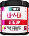 Zhou Lite Up - Non Stim Powder, Nitric Oxide Stim Kostenlose Ergänzung für Männer und Frauen, Koffein freien Boost, Clean Formula - Berry Lemonade Flavor, 7,5 oz Jar (30 Scoops)