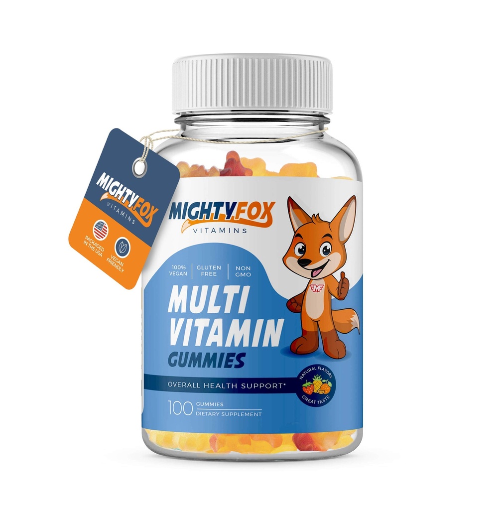Kids Multivitamin Gummies - Non-GMO, Gluten-Free, Vegan Multivitamin Gummies w/Vitamin C, B3, B5, B6, B12, Zinc 100 Count, 1 Pack – Fruity Toddler Teen Gummy Vitamins for Kids & Adults