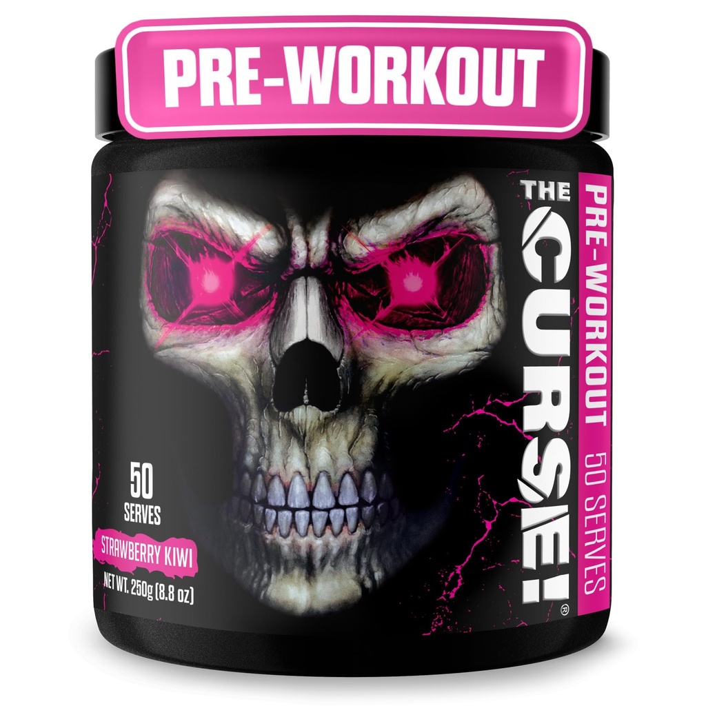 Der Fluch! Pre Workout Pulver für Männer & Frauen, Koffein, Beta-Alanin, Kreatin, L-Citrulline, 50 Servierungen, Erdbeere Kiwi Flavor – Boost Energy, Strength & Focus