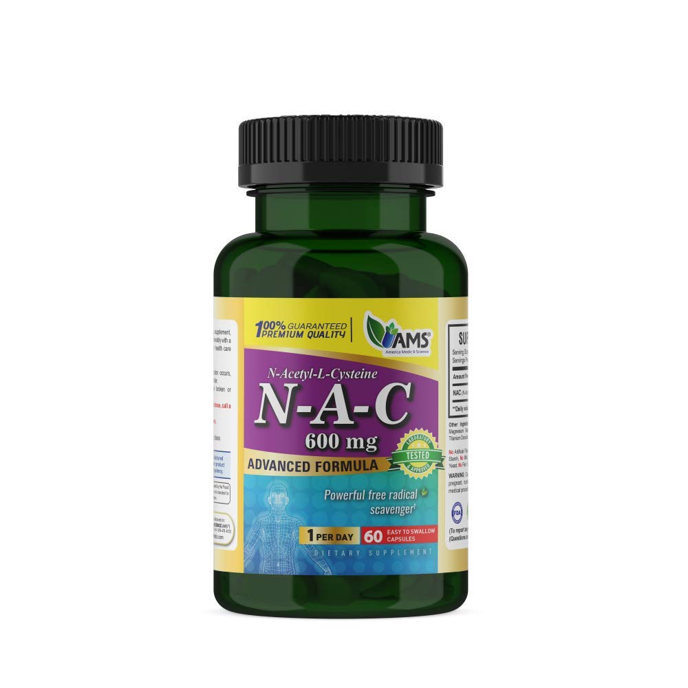 Amerika Medic & Science NAC 600mg – NAC Supplement für Lung Health & Immun Support, Liver Support & Antioxidantien – N-Acetyl-Cystein – 60 Kapseln (Pack von 1)
